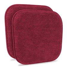 Wine Red Kitchen Chairs Cushions Set of 2 Non Slip Foam Patio Seat Cushions W...