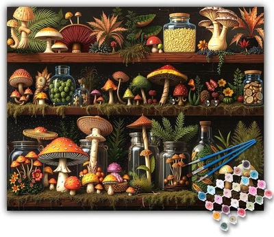 Offito Art Malen nach Zahlen Erwachsene - Pilze Acryl Paint by Numbers Adult,