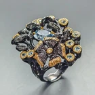 Handmade Natural Blue Topaz Ring 925 Sterling Silver Size 7 /R454343