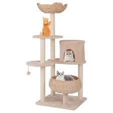 58" Cattail Cat Tower w/ Sisal Scratching Posts Perch Basket Ball Condo