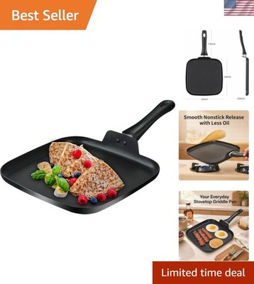 10 Inch Square Griddle Pan, Nonstick Grill Pan for Cooking Eggs, Omelettes, a...