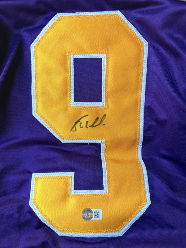 Camiseta deportiva de hockey personalizada autografiada por Bernie Nicholls de Los Ángeles #9 - certificada por BAS Foto 2 de 4