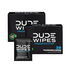 DUDE Wipes - On-The-Go Flushable - 2 Pack, 30 Count Pack of 2 , Black