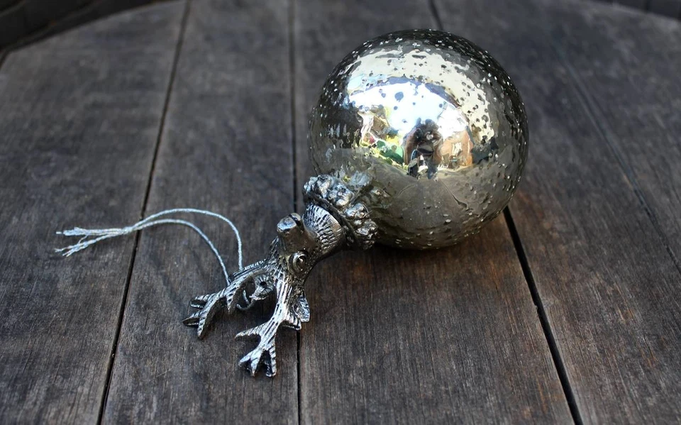 Cervo palla di Natale corna argento decorazioni albero di Natale Natale caccia - Immagine 4 di 4