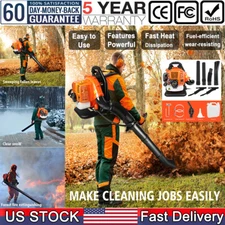 Backpack Leaf Blower Gas Powered 2-Stroke Commercial Heavy Duty Grass Yard Clean