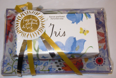 WOMENS NEW FRAGONARD IRIS PERFUME SOAP 4.9 OZ BAR BODY HAND SCENTED glass dish