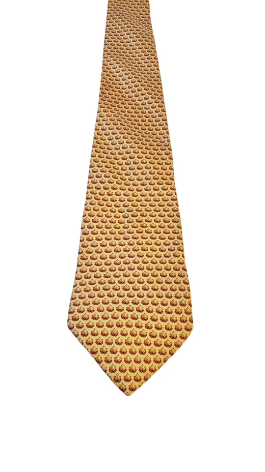 Salvatore Ferragamo Luxury Mens Fall Classic Leaf Print Silk Tie Designer Autumn - Image 2 of 4