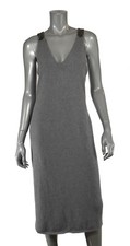 Ralph Lauren Black Label Grey Metallic Cashmere Stretch Dress New $1798