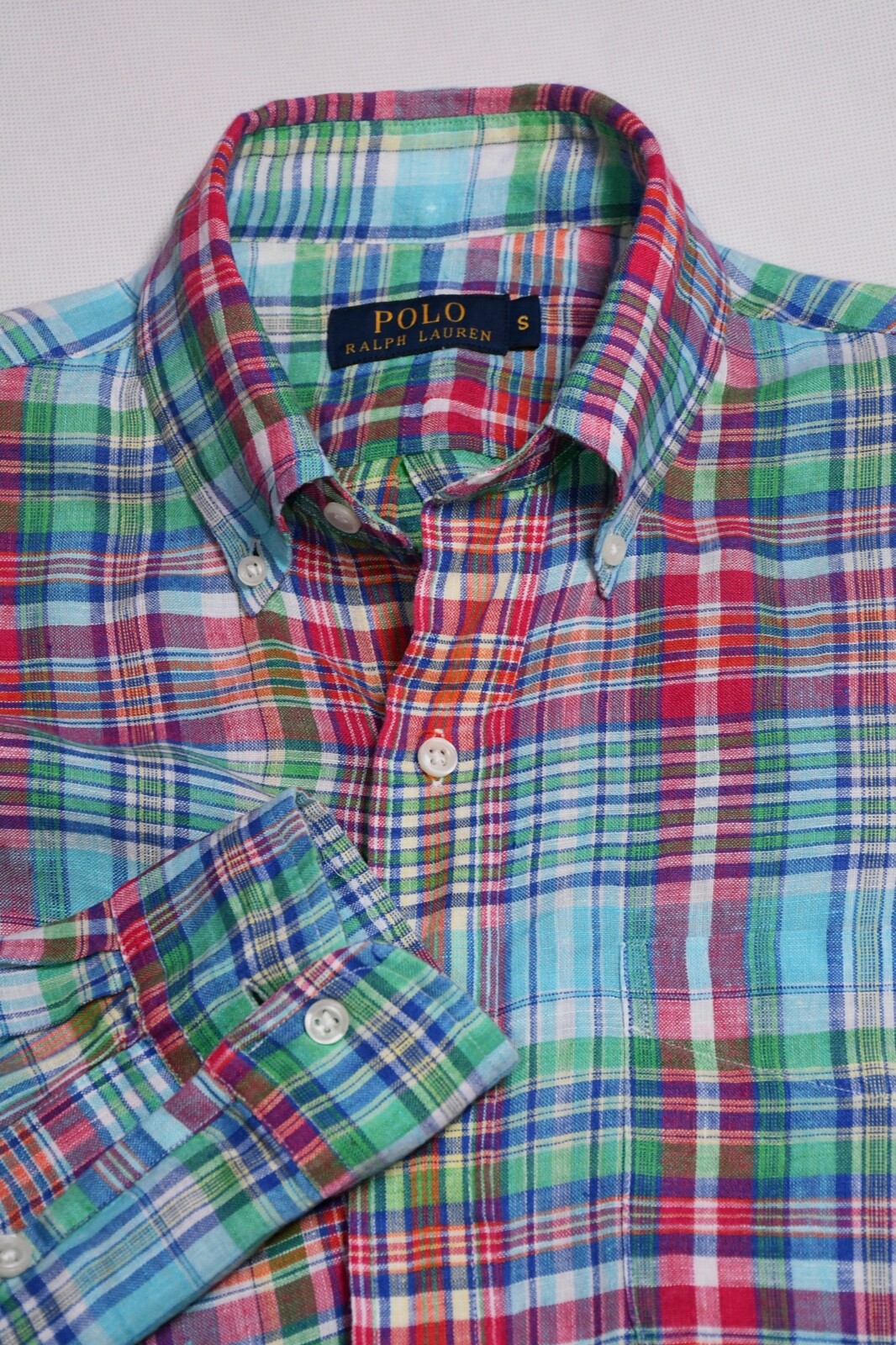 Polo Ralph Lauren Linen Men's Shirt  Multicolored Long Sleeve Button Down size S thumbnail 5