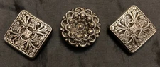Lot of 3 Silver Tone Button Covers
