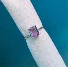 Alexandrite Ring, Octagon Alexandrite Ring, Lab Created Alexandrite Ring