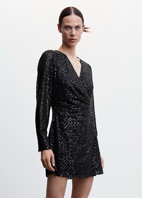 mango sequin wrap dress MANGO Sequin Wrap Dress