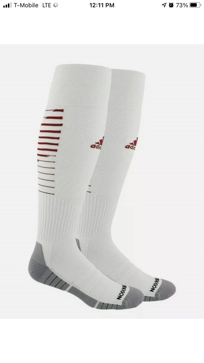 Adidas Unisex Team Speed Soccer Socks Size Medium￼ White Red