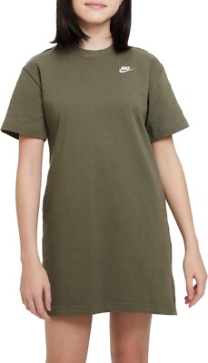 NEW Nike Sportswear Big Kids' (Girls') ARMY GREEN T-Shirt Dress Size SMALL  | eBay