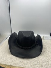 MELBOURNE BLACK Leather Western Rodeo Cowboy Hat By Bullhide MonteCarlo Sz
