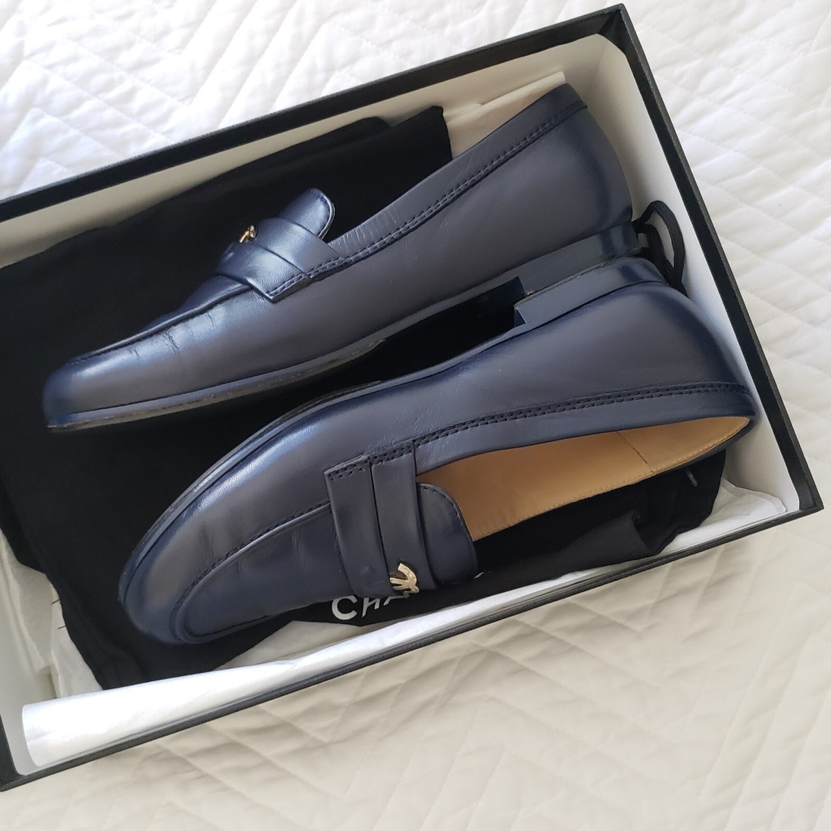 Chanel Loafers Navy Blue 7 | eBay