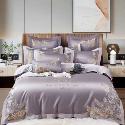Luxury 140 T Count Long Staple Cotton 100% 4Pc DuvetCover Flat Sheet Pillowcase  - Image 3 of 4