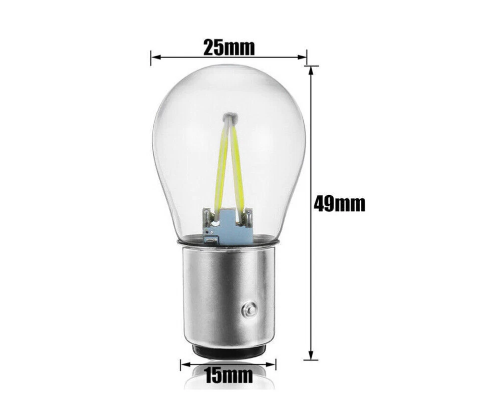 2 Stk. P21/5W BAY15D 1157 COB Auto LED Bremslicht Rückleuchte Lampe Weiß 12V/24V - Bild 4 von 4