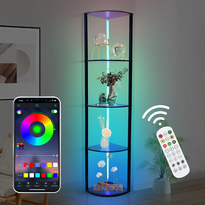 LED Stehlampe Standleuchte RGB Eckregal Stehend Bodenlampe mit Fernbedienung