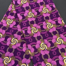 African fabric, Ankara fabric, Metallic gold glitter, Purple flowers print
