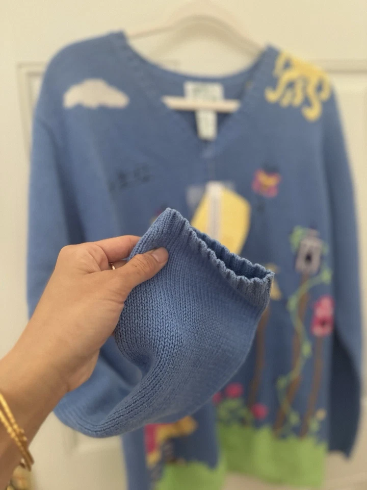 Rare NWT Quacker Factory Gardening Angel Embellished Festival Sweater ~ Size L - Image 2 of 4