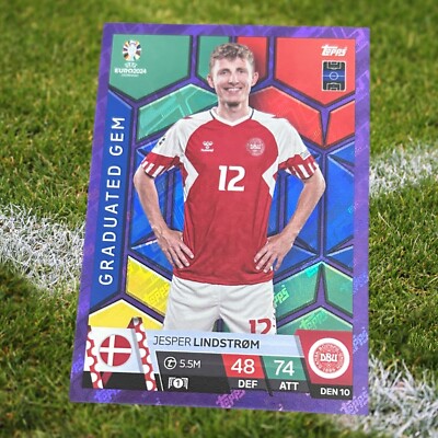Topps Match Attax Uefa Euro 2024 Fußball Karte Nr.DEN10 Jesper Lindstrom Purple