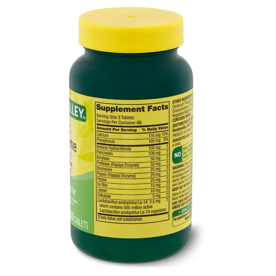 Tabletas de fórmula digestiva multienzimática probiótica Spring Valley 200 unidades TikTok Foto 2 de 4