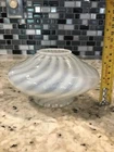 Fenton vintage  White Optic Opalescent Swirl Vase Squat Shape  7" x 4" nice!