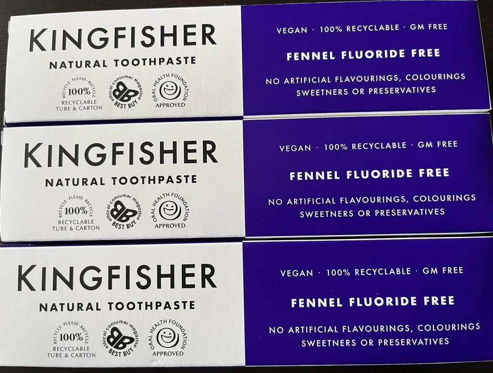 Kingfisher Fennel (Fluoride Free) Natural Toothpaste 100ml x 3 Pack