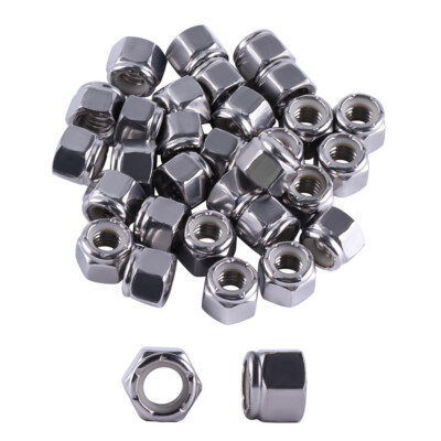 304 Stainless Stee#4/6/8/10 Nylon Insert Hex Lock Nuts lock 10 Sizes Self-Lock