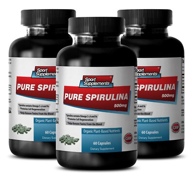 blue green spirulina organic - PURE SPIRULINA - fat burner - 3 Bottles