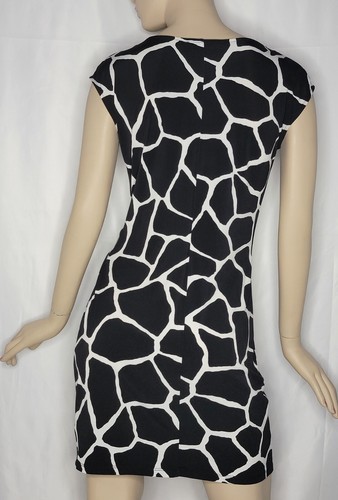 Michael Kors Animal Print Black White Short Sleeve Front Knot Dress Petite Sz M - Picture 4 of 7