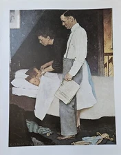 Norman Rockwell 1977 Vintage "Freedom From Fear" Mini Poster Color Lithograph