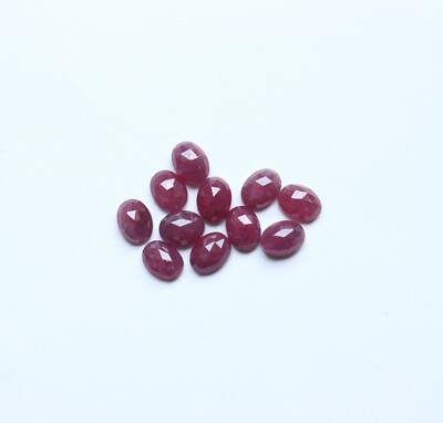 Ruby Rose Cut Gemstone Natural Red Ruby Rose Cut Faceted Loose Cabochon Set8X6MM