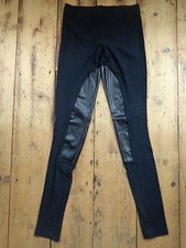 Villa Black Leggings with Leather Style Jodhpur Patches. XS
