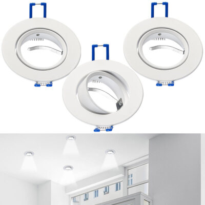 Luminea 3er-Set Alu-Einbaustrahler-Rahmen, einstellbarer Abstrahlwinkel, weiß