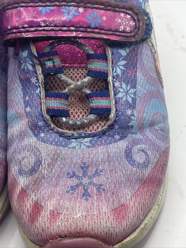 Disney Girls Size 8 Sneakers Athletic Tennis Shoes Frozen Pink Purple Blue - Picture 4 of 22