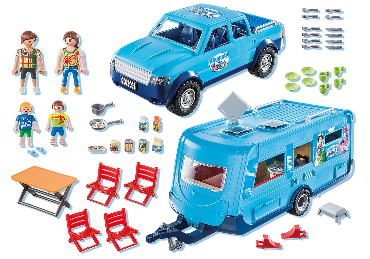 PLAYMOBIL Family Fun Family With Car And Caravan 9502 Camping Holiday