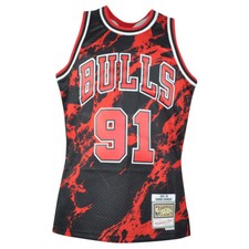 NBA Chicago Bulls Dennis Rodman 1997-98 Marble Swingman Jersey Mitchell Ness