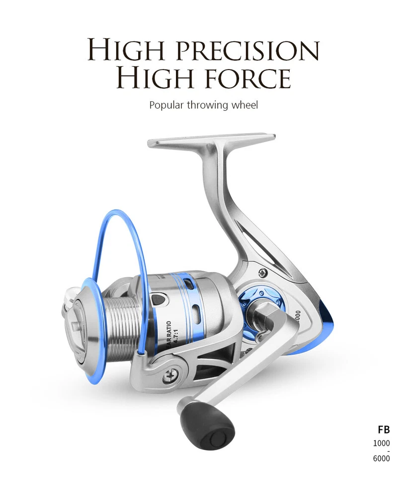 Angelrolle Angelrollen Angel Stationärrolle Heckbremse 1000/2000/3000/6000 Blau