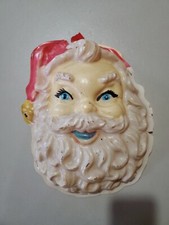 Vtg 12" Plastic Light Up Santa Claus Face Christmas Decoration