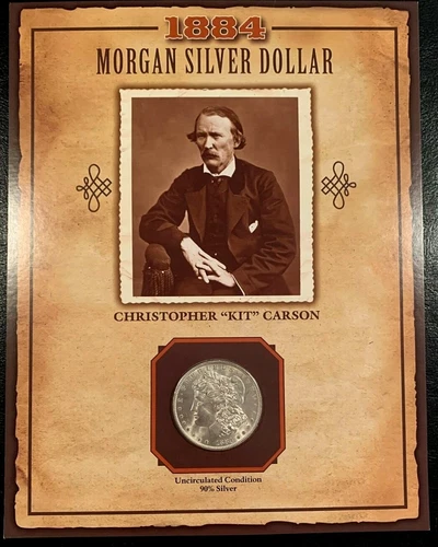 1884 O BU/UNC Morgan Silver Dollar - PCS LEGENDS OF THE WEST, "Kit Carson"