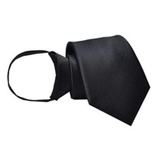 Men's Solid Color Zipper Ties Pretied Fine Striped Wedding One Size Black