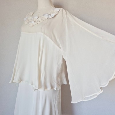 NWoT BCBGMaxazria 100% Silk Party Evening Sheer Chiffon Mini Dress Ivory Sz.L
