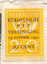 Netherlands 1943, EBS German-occupied - PTT vereeniging, 10 cents
