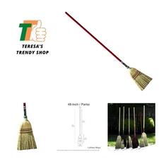 Authentic Hand Made All Broomcorn Broom, Long Handle Small Broom Head 48-Inch...
