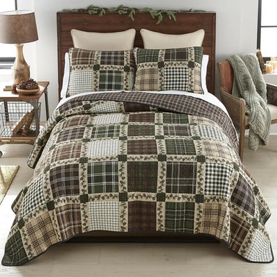 Donna Sharp Pine Patch Country Cottage Rustic Queen 3 PC Quilted Bedding Set