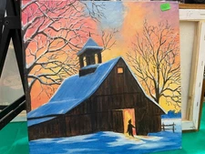 12 x 12 Acrylic Painting on Canvas Board....."Bright Winter Morning"