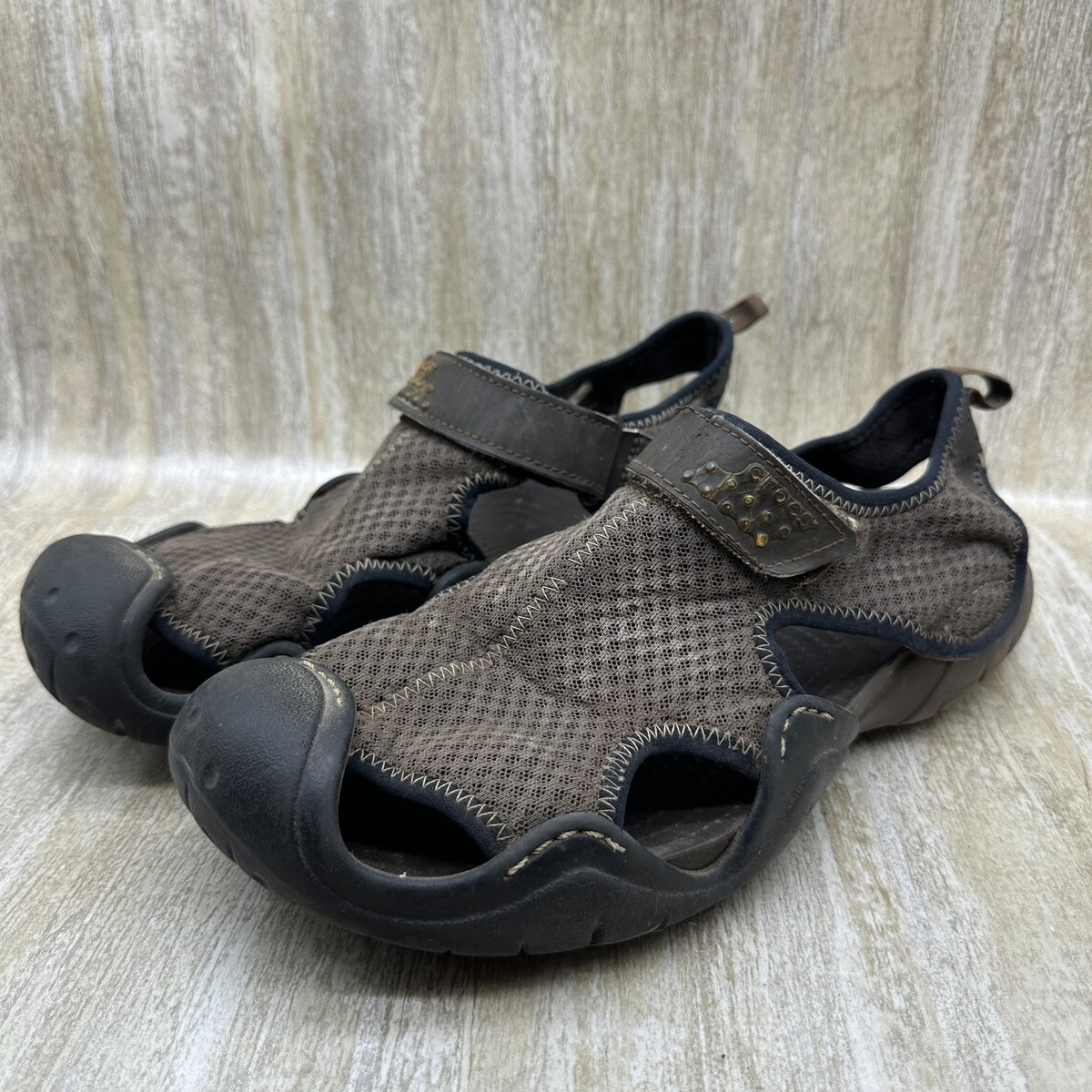 CROCS 15041 Brown SwiftWater Mesh Fisherman Deck Sandals Water