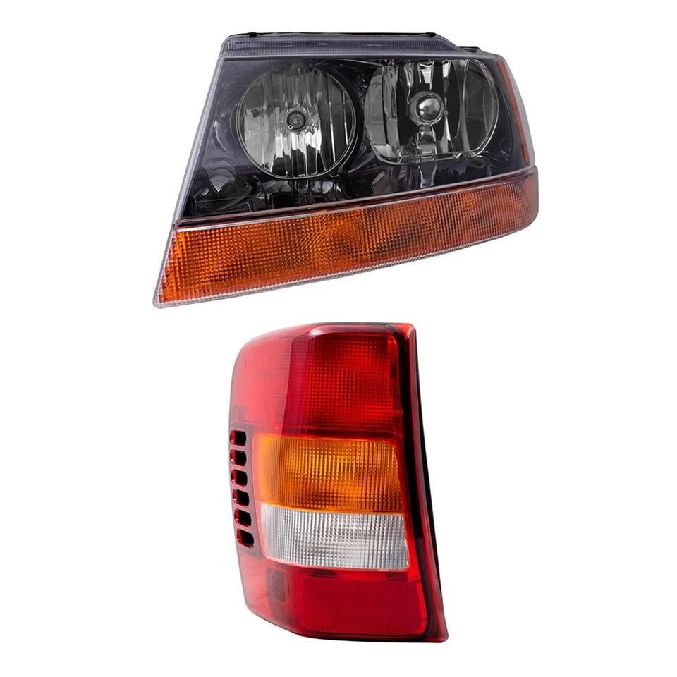 Headlights Smoked Bezel & Tail Lights w/ Circuit Boards for 02-04 Grand Cherokee Foto 2 de 4